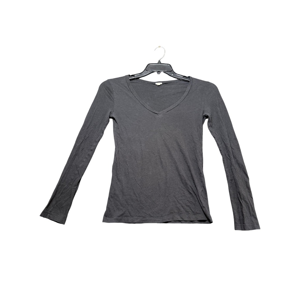 J.Crew V-Neck Long Sleeve Tee Womens XS Charcoal Grey Excellent Condition Cotton